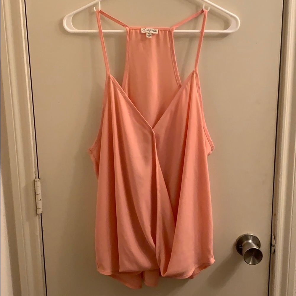 Lily White pink surplice spaghetti strap blouse